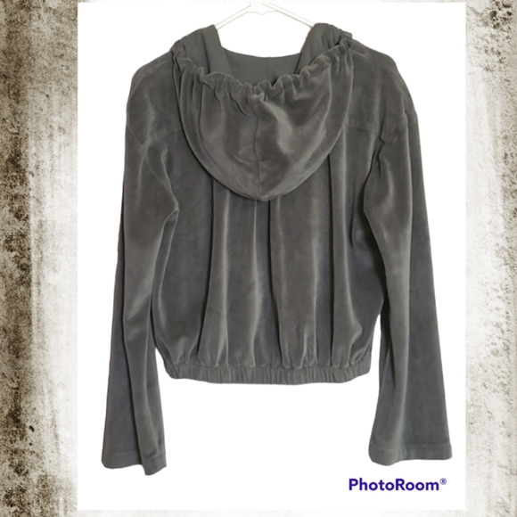 *Young, Fabulous and Broke gray velour cropped hoodie, full zip, size Sma… - Picture 2 of 11